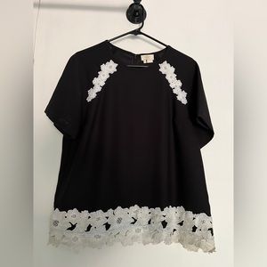 Black Kate Spade Floral Decal Blouse/Shirt